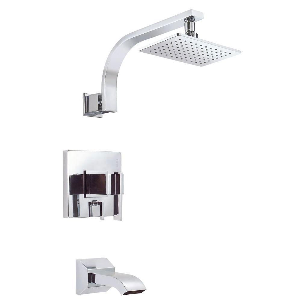 Danze Sirius 1-Handle Pressure Balance Tub and Shower Faucet Trim Kit in Chrome - Bathroom Fixture for Modern Homes (Valve Not Included) 634486 - Perfect for Spa-Like Showers and Relaxing Baths