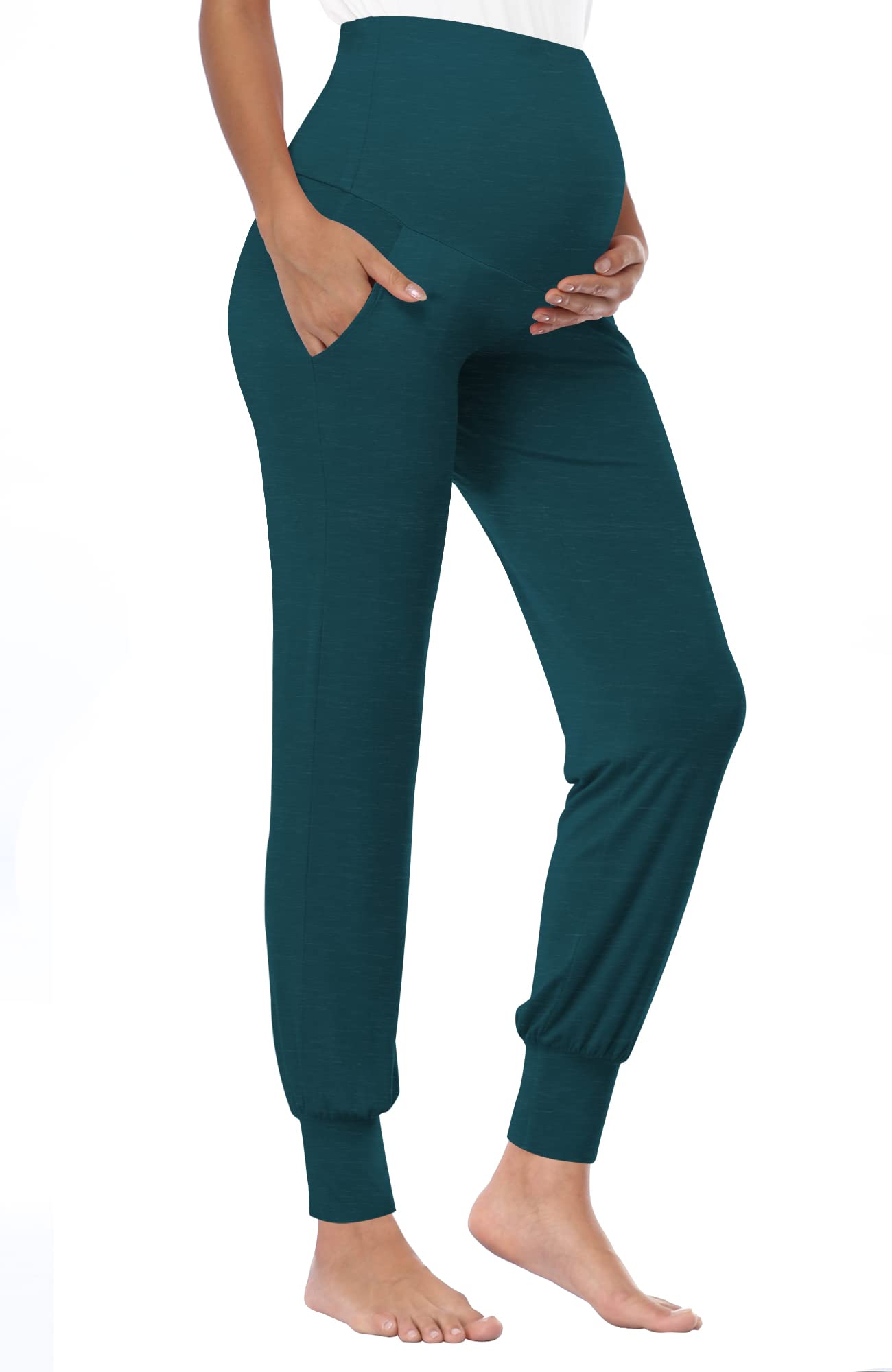 PACBREEZE Women's Maternity Pants - Stretchy Over The Belly Pregnancy Lounge Pants for Workout & Jogging | Soft Comfy Pajama Sweatpants for Pregnant Women - Perfect for Yoga, Home Relaxing & Daily Wear