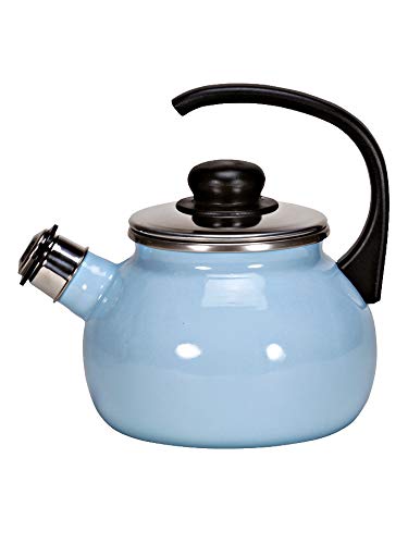 Karl Kruger Sylt Pastell Series Flute Kettle with Black Handle, 2 Liter - Elegant Tea Kettle for Stovetop & Induction - Perfect for Home, Kitchen & Tea Lovers