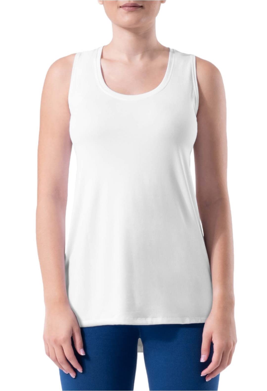 Athletic Works Vivid White Active Racerback Tank Top for Women - Breathable Workout Top for Yoga, Running & Gym - Moisture Wicking Fitness Apparel
