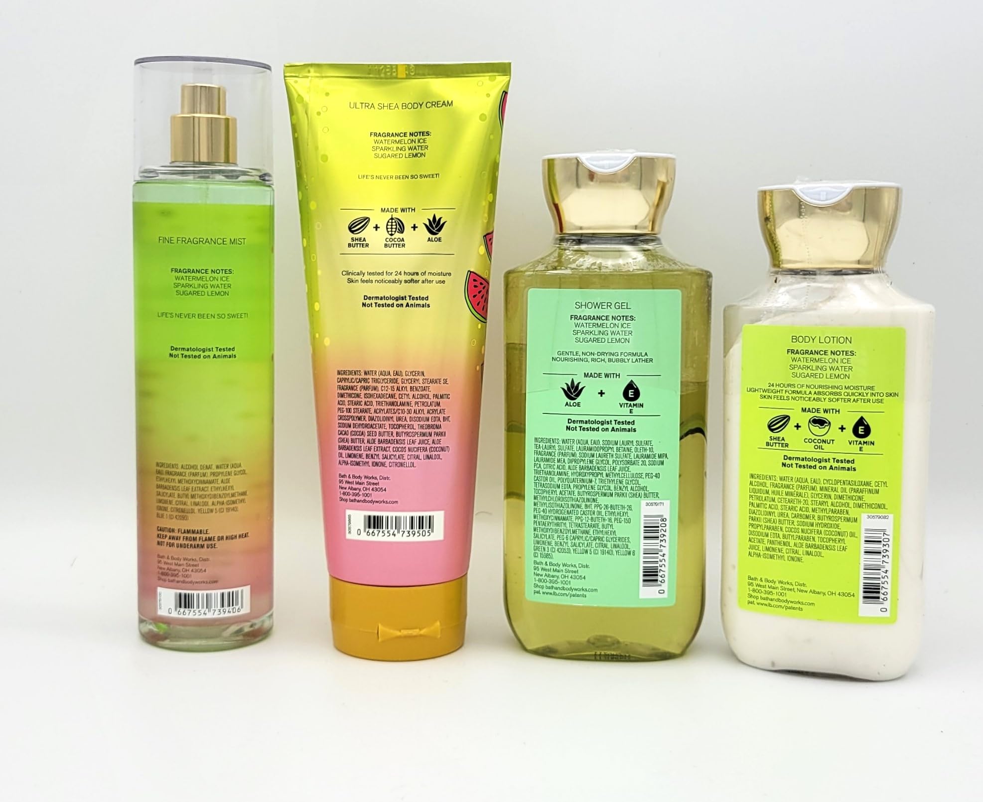 Bath & Body Works Watermelon Lemonade 4-Piece Gift Set - Fragrance Mist, Body Lotion, Body Cream & Shower Gel | Refreshing Summer Body Care Collection for Women, Perfect for Gifts & Daily Hydration