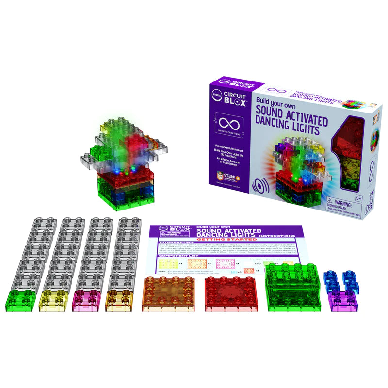 Circuit Blox™ BYO Sound Activated Dancing Lights Kit - DIY Electronic Music Visualizer for Parties & Home Decor - Perfect for STEM Learning, DJ Events & Night Light Displays