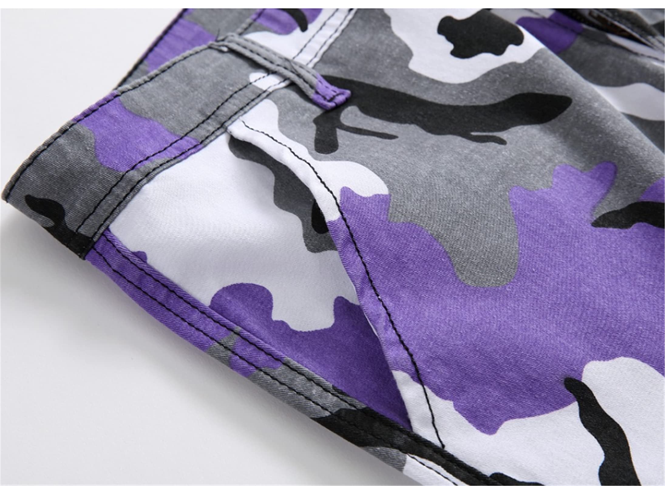 Men's Camouflage Cargo Jogger Pants - Military Style Hip-Hop Sweatpants with Multiple Pockets (Purple, Size 36) | Perfect for Streetwear, Workout & Outdoor Activities