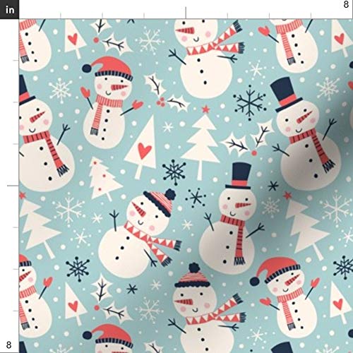 Snowman Christmas Winter Printed Minky Fabric by The Yard - Soft Plush Material for Sewing Baby Blankets, Quilt Backing & Holiday Decorations - Perfect for DIY Crafts, Home Decor & Seasonal Projects