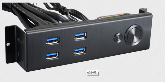 Lian Li BZ-U08 USB 3.0 Hub with 4 Ports and 20-Pin Connector - Power/Reset Button for PC Case - Black | Perfect for Gaming Rigs and Computer Workstations