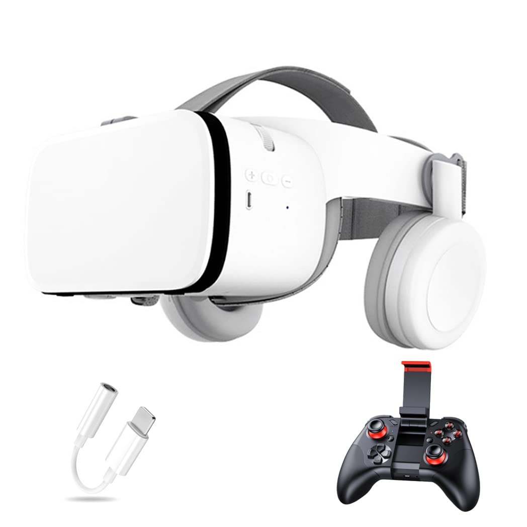 3D VR Headset with Bluetooth Controller - Virtual Reality Goggles for iPhone 13 Pro Max/13 Pro/13/12/11, Samsung Galaxy S21, Huawei & Xiaomi Series - Perfect for Gaming, Movies & Virtual Tours