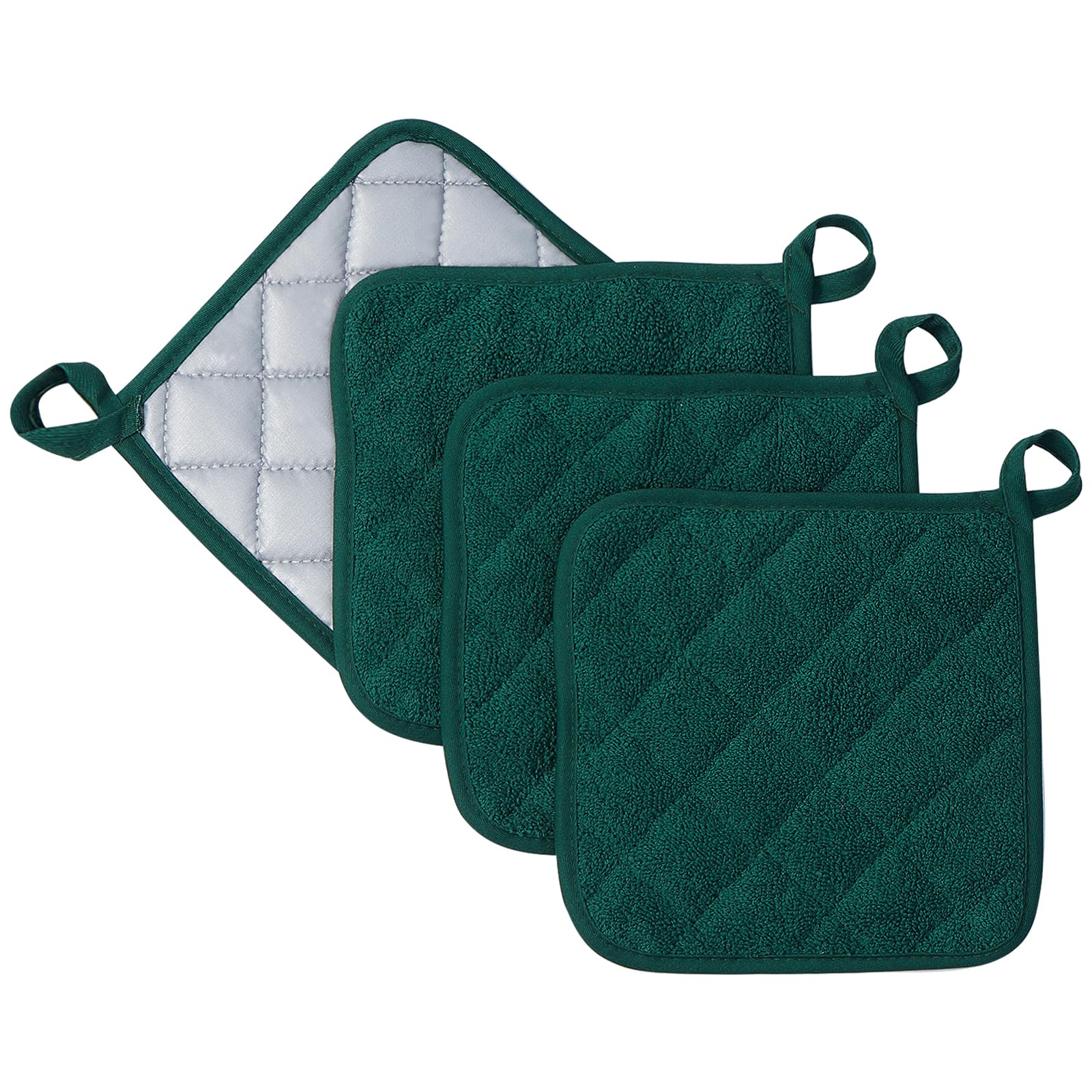 Camruntius 4 Pack Heat Resistant Kitchen Pot Holders - Hot Pads & Trivets for Cooking, Baking & Countertop Protection (Dark Green) - Perfect for Stovetop, Oven & Serving Hot Dishes