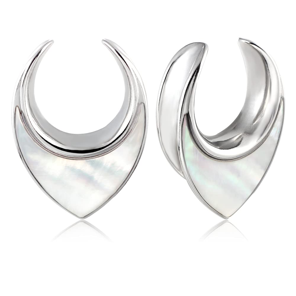 Casvort 2 PCS Hypoallergenic 316 Stainless Steel Conch Saddle Hangers - Elegant Reverse Saddle Tunnels for Ear Gauges (8mm-25mm/0g-1