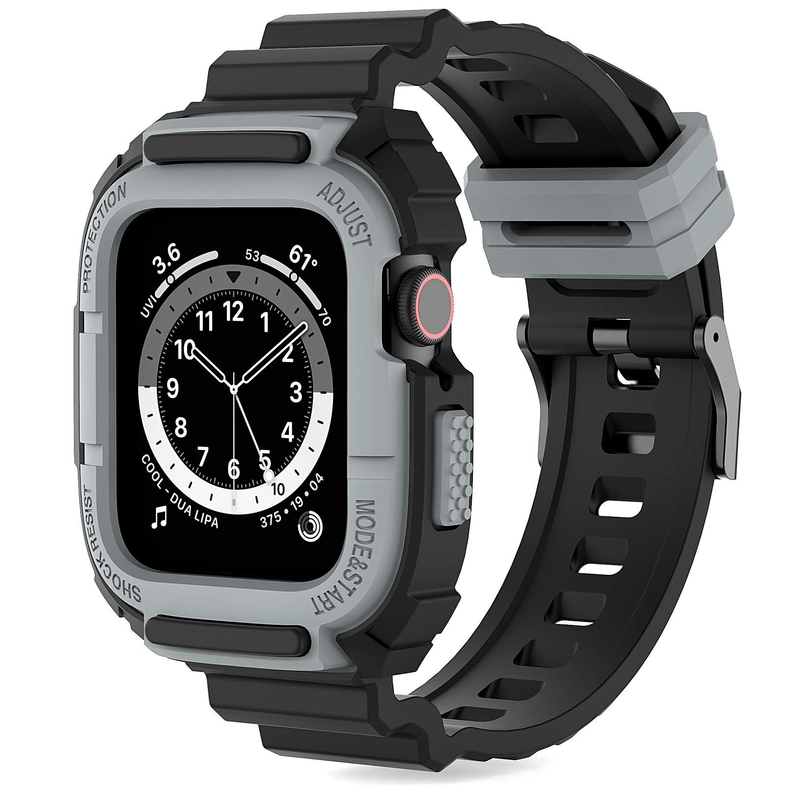 **Loxoto Rugged Shockproof Case with TPU Strap for Apple Watch 45mm/44mm - Military-Grade Protective Cover Compatible with iWatch Series 8/7/6/SE/5/4/3 - Durable Sport Bumper for Men & Women - Perfect for Outdoor Activities, Workouts & Daily Use**