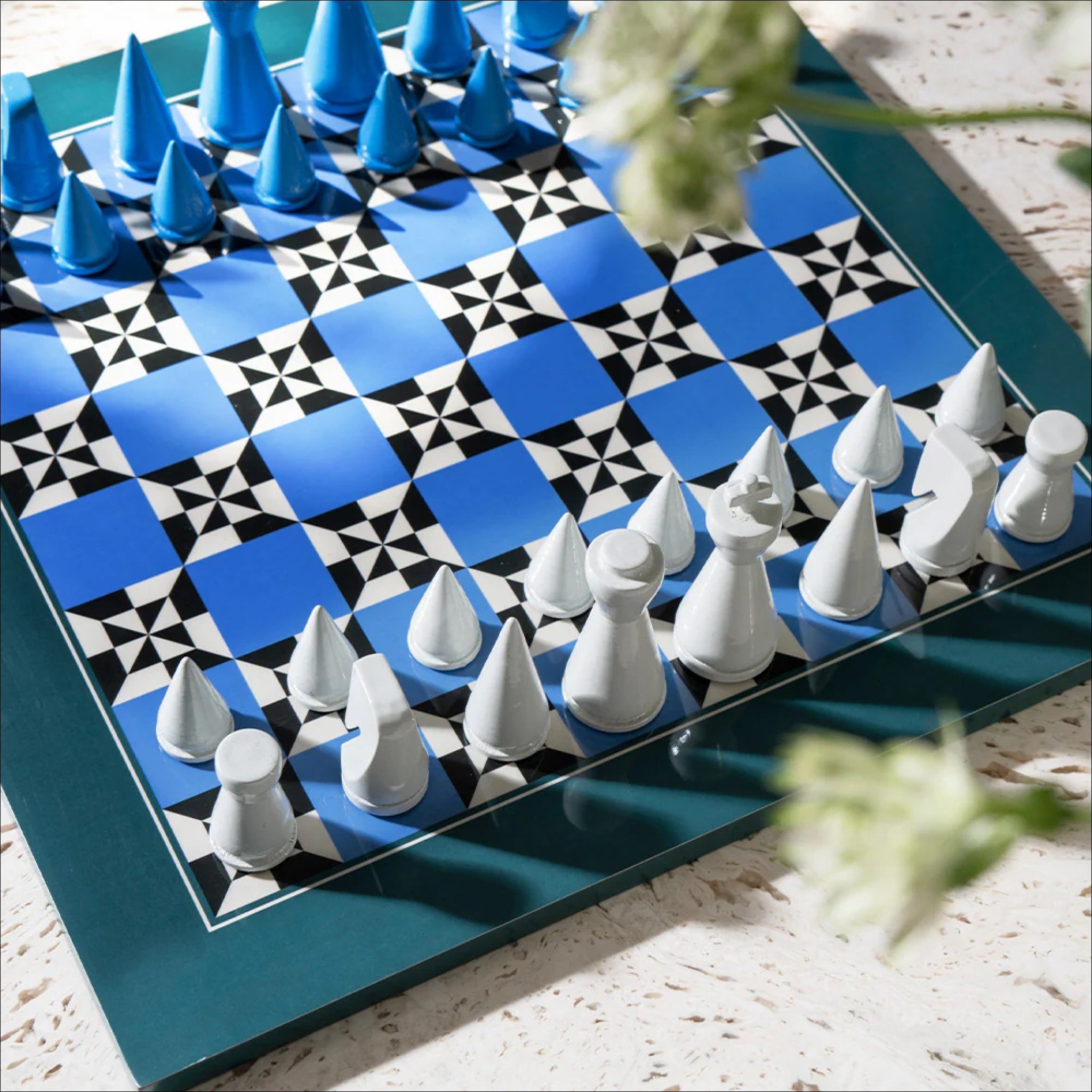PRINTWORKS Classic Lacquered Chess Set - Premium Poseidon Design Wooden Chess Board Game for Adults & Kids - Perfect for Home Decor, Gifts, and Strategy Game Nights