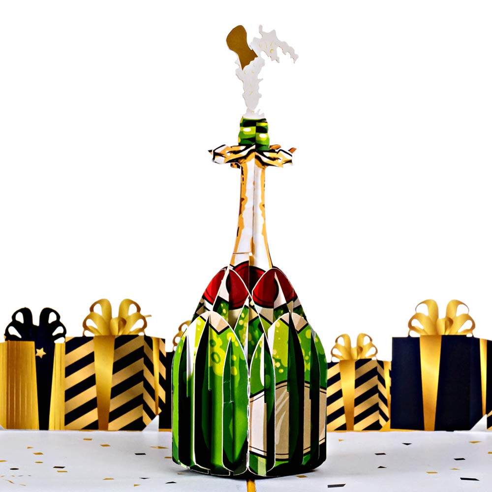 ANTHEA Congratulations Pop Up Cards - Champagne Themed Greeting Cards for Birthdays, Weddings, Graduation & New Home | Perfect for Celebrations & Special Occasions