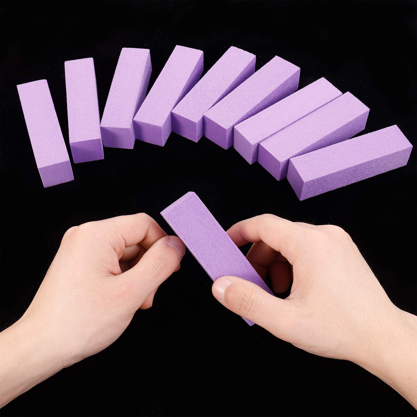 Professional 10pcs Nail Buffer Blocks for Gel & Acrylic Nails - 120 Grit Salon Nail Files, Manicure Sanding Blocks Kit (Purple) - Perfect for Home & Salon Nail Care, DIY Manicures & Nail Art