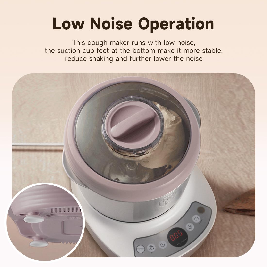 Bar Bear 3.7Qt Electric Dough Maker with Ferment Function - Compact Pizza & Bread Dough Machine, 304 Stainless Steel, HMJ-A35M1, Purple - Perfect for Home Baking, Restaurants, and Bakeries