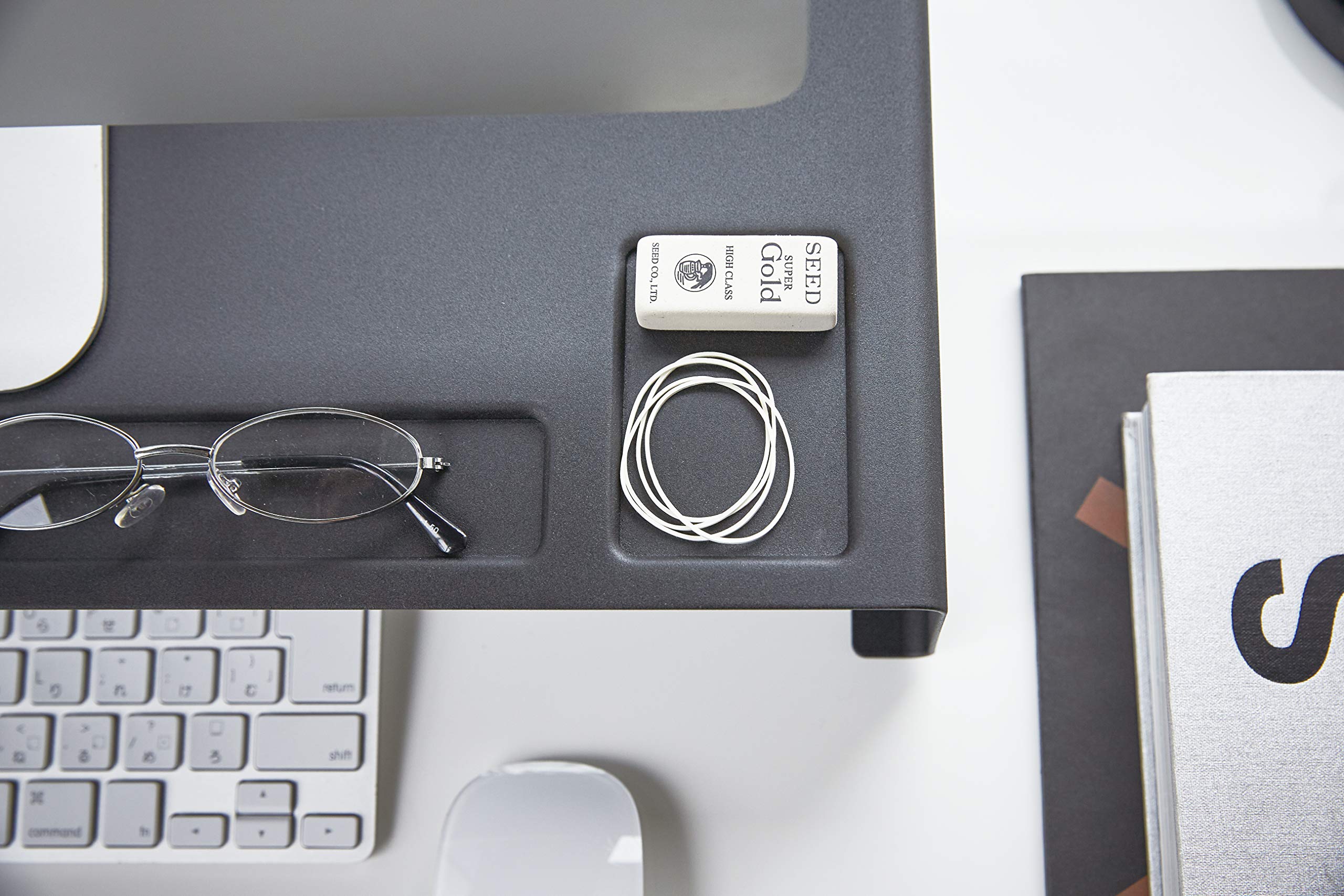 YAMAZAKI Alloy Steel Monitor Stand - Black, Standard Size for Home & Office Workspace Organization