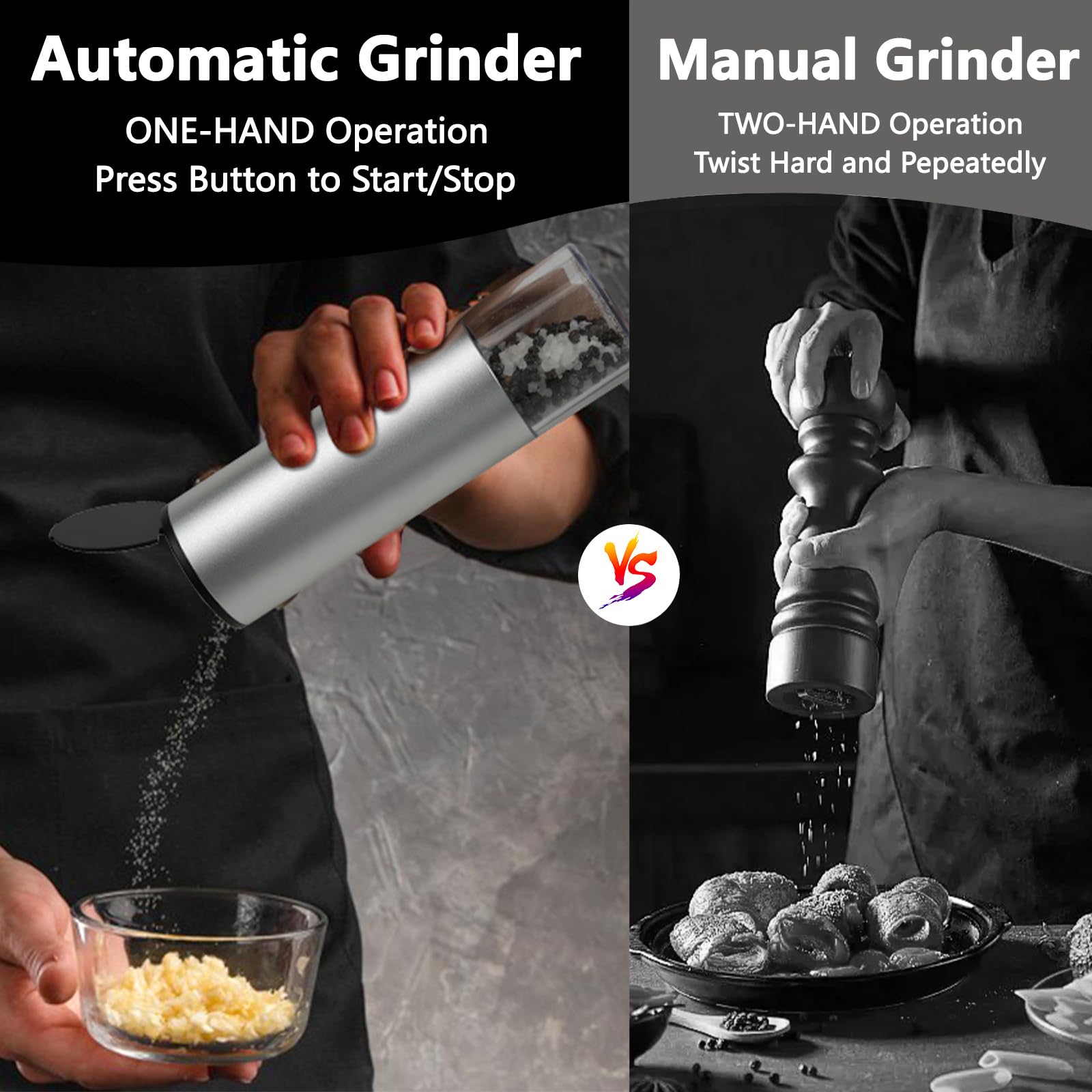 Upgraded Electric Salt and Pepper Grinder Set - USB Rechargeable Automatic Mill with Adjustable Coarseness & LED Power Indicator, 4oz Large Capacity - Perfect for Kitchen, Dining Table, Camping & Gifts