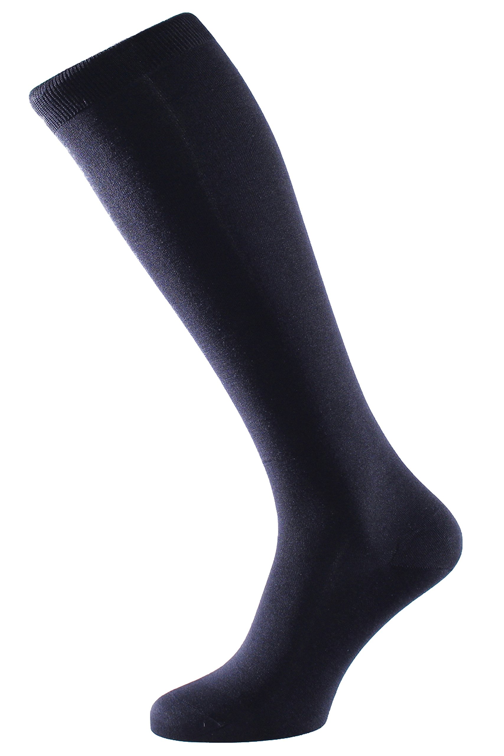 Premium Men's Knee-High Business Dress Socks - 98% Silk Black - Perfect for Formal Office Wear & Professional Attire