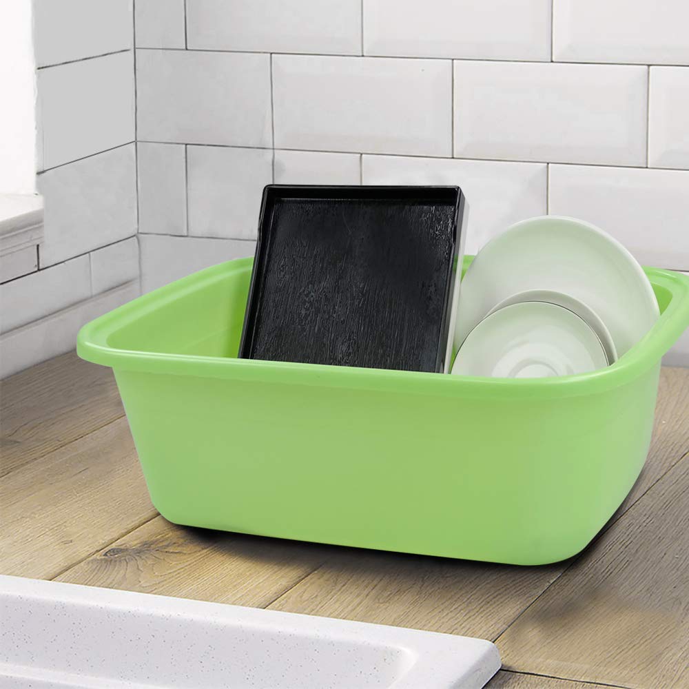 **18 Quart Large Plastic Dish Pans - Set of 3, Heavy-Duty Wash Basin for Kitchen, Bathroom, Laundry & Camping | Durable & Multipurpose Storage Bin**