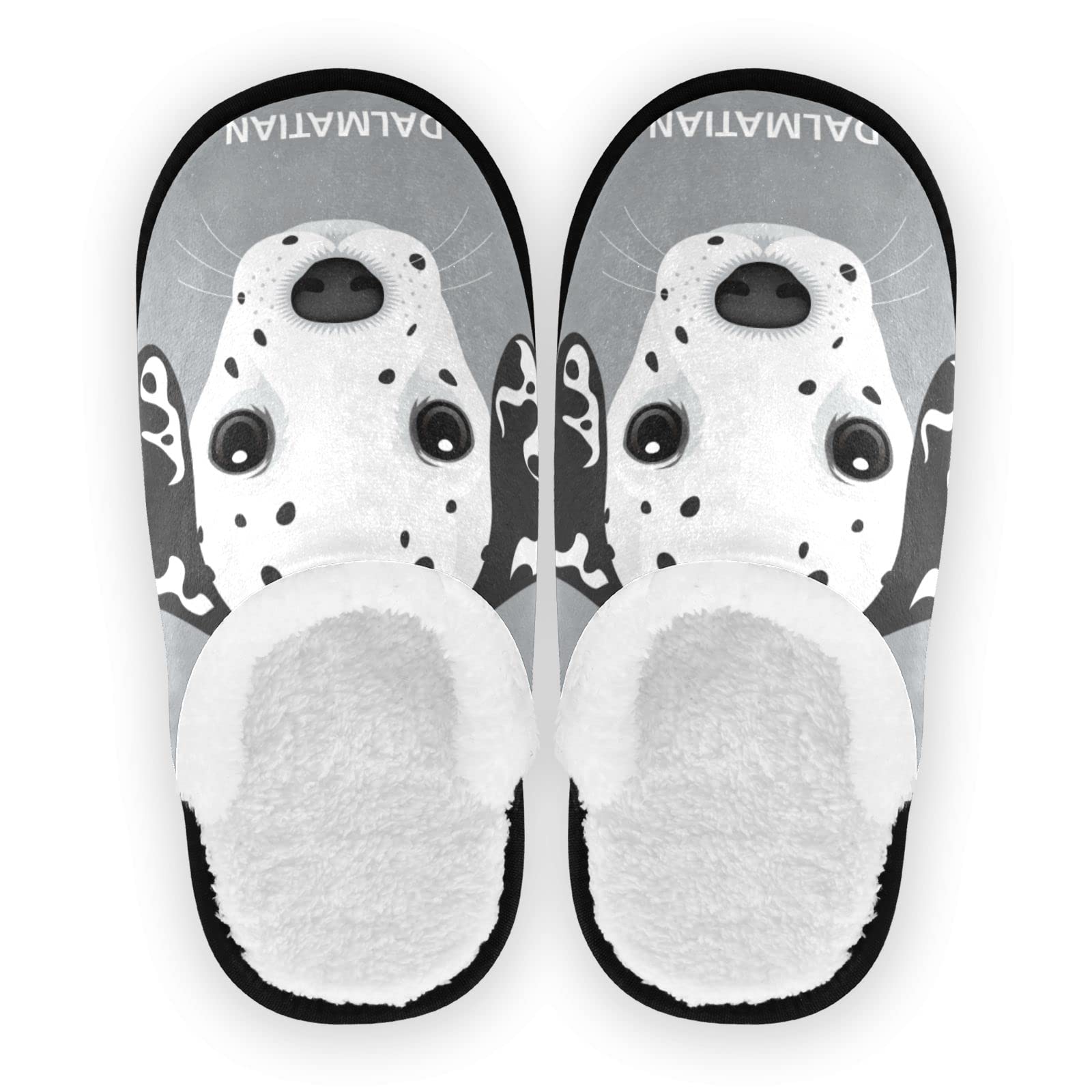 Boccsty Dalmatian Puppy Dog Spa Slippers - Memory Foam House Slippers for Women & Men - Cozy Home Shoes for Indoor Relaxation & Spa Days