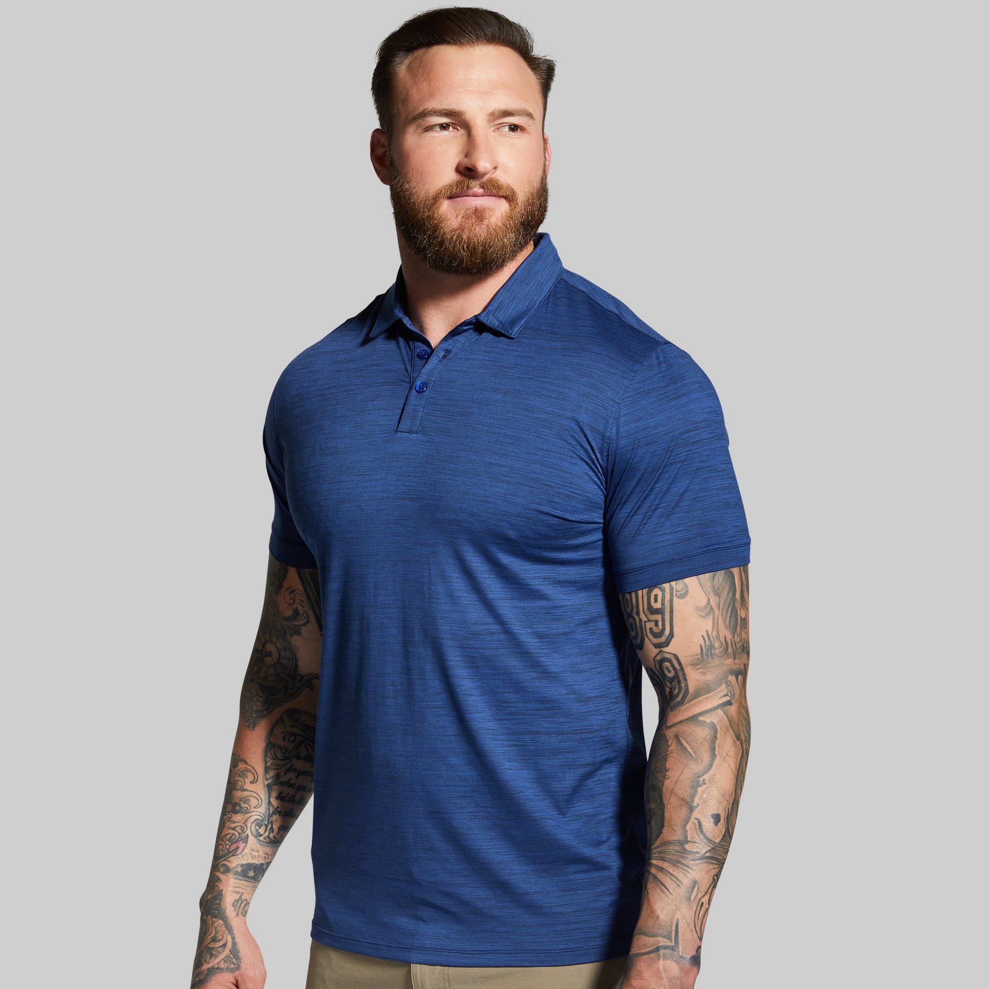 Stylish Athleisure Polo Shirt for Men - Navy Blue - Comfortable & Breathable for Workouts, Casual Wear & Outdoor Activities