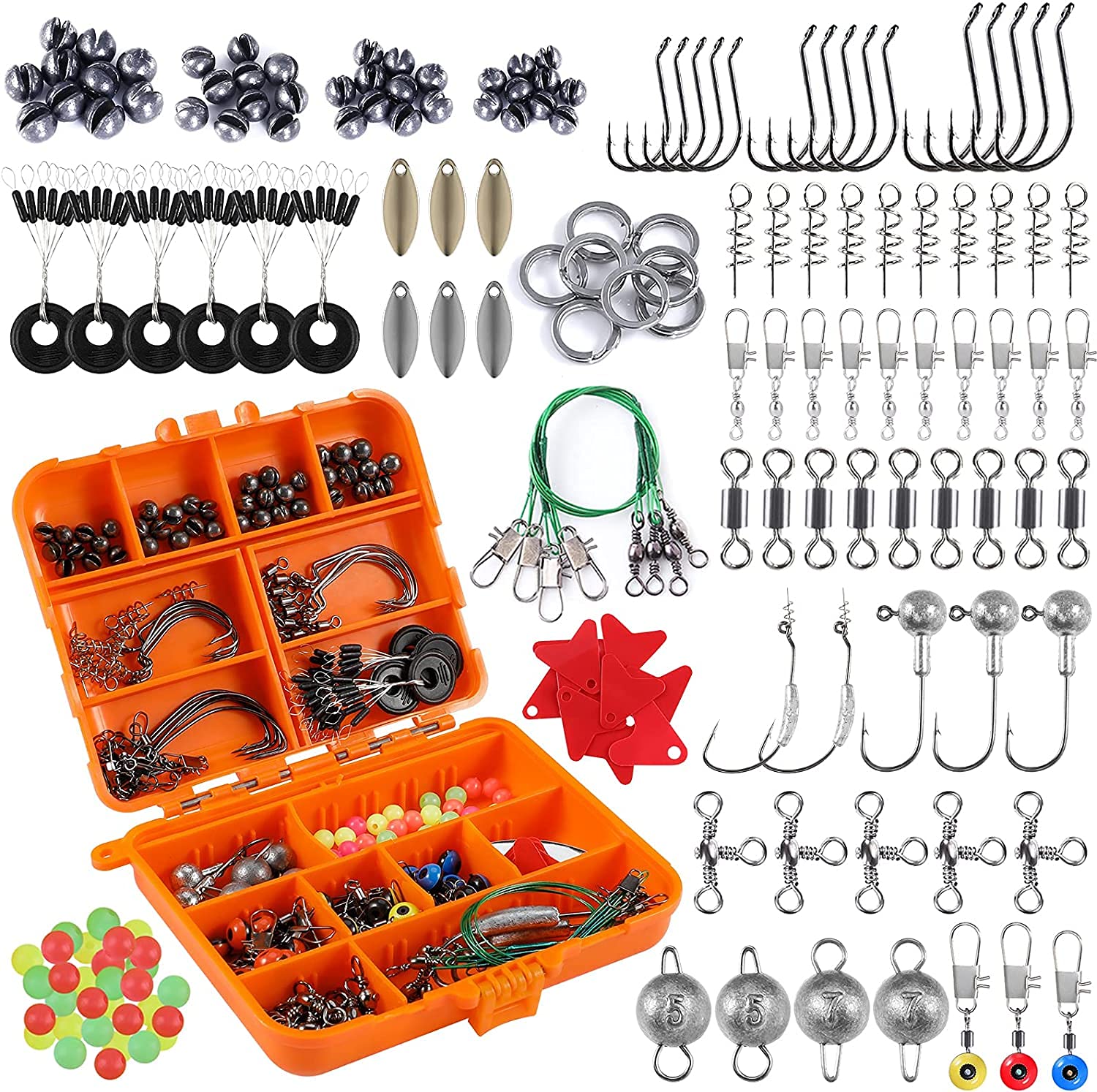 PLUSINNO Fishing Rod and Reel Combos Kit - 212Pcs Saltwater & Freshwater Fishing Tackle Set - Durable Fishing Gear for Bass, Trout, Salmon - Perfect for Shore, Boat, and Kayak Fishing Adventures