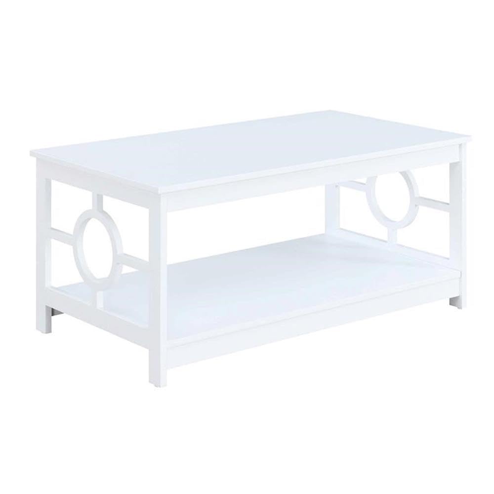 Modern White Wood Coffee Table - Pemberly Row Contemporary Living Room Center Table for Home Decor & Entertaining
