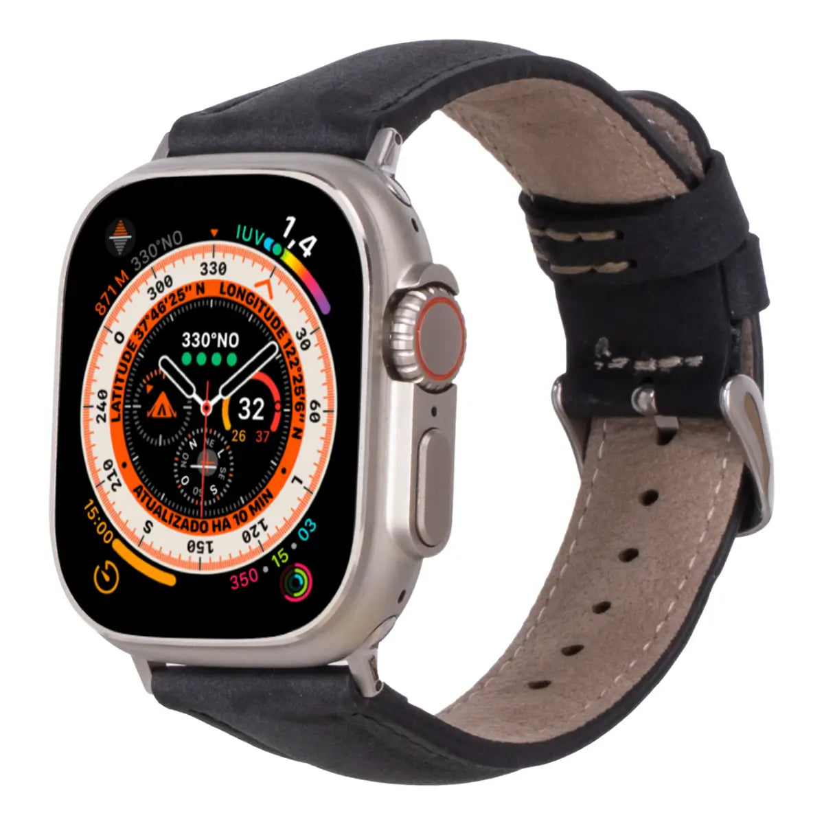Premium Dark Gray Genuine Leather Apple Watch Band - Classic & Durable Strap for Apple Watch Series 9/8/7/6/SE - Perfect for Work, Gym & Everyday Wear