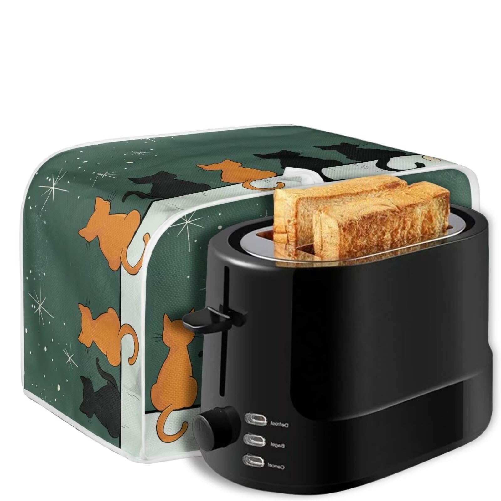 Cat Print 2-Slice Toaster Cover - Dust & Fingerprint Proof Kitchen Appliance Protector for Bread Maker & Small Oven - Washable Bakeware Accessory for Home, Dorm & Office Use
