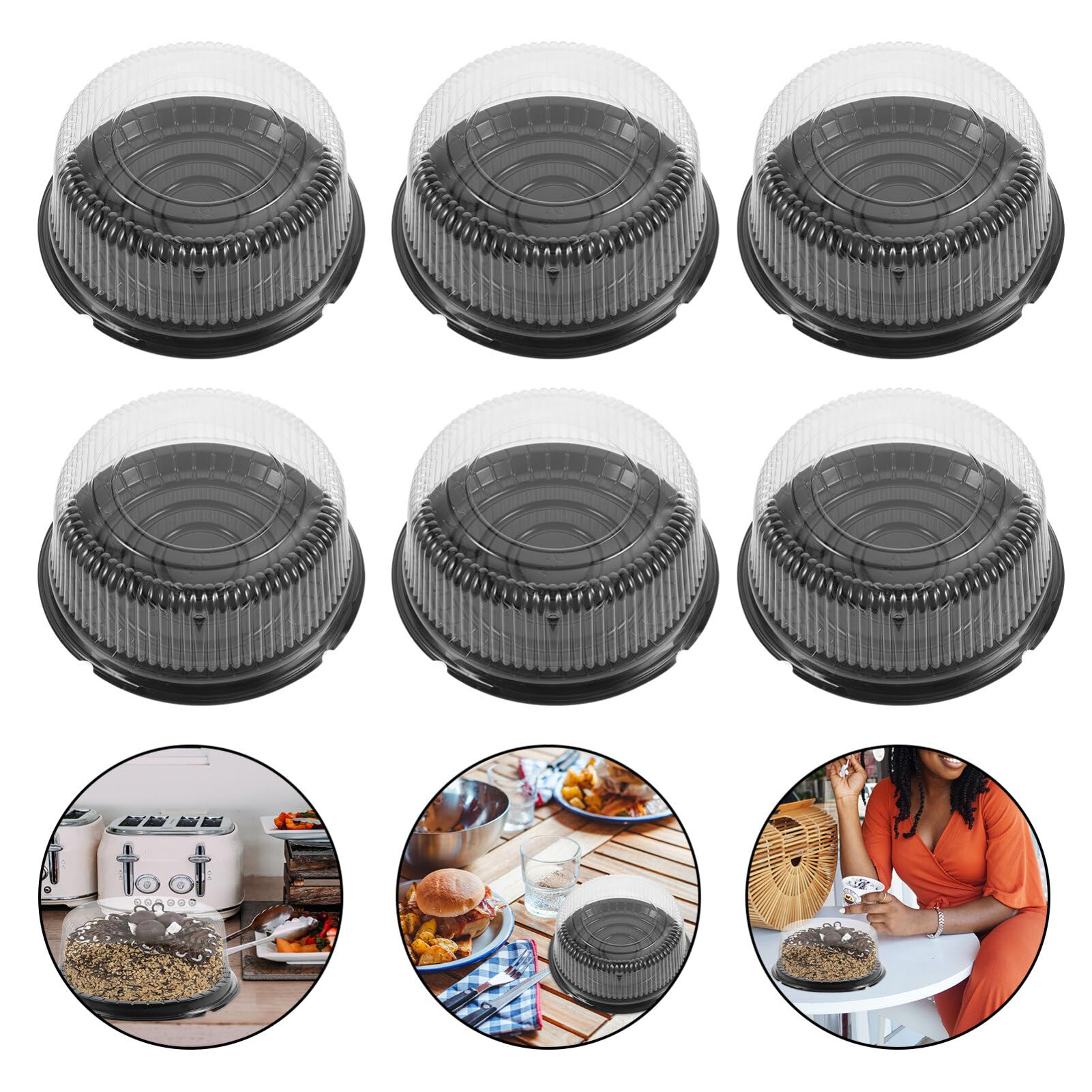 ABOOFAN 10-Pack 8-Inch Clear Plastic Cake Containers with Dome Lids & Round Cake Boards - Disposable Transport Boxes for Birthday, Wedding, and Bakery Display