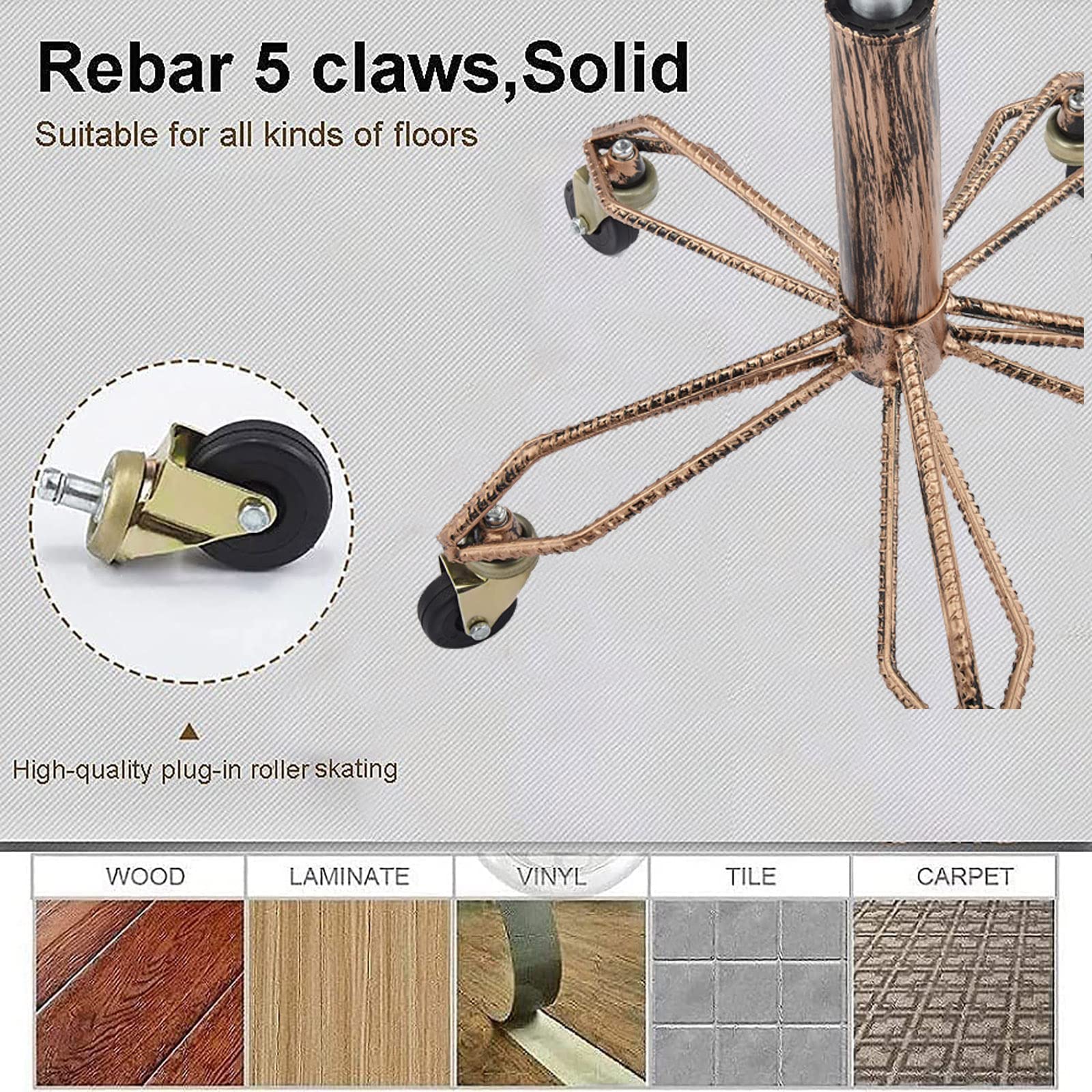 Adjustable Height Rolling Stool with Wheels - PU Leather Swivel Office Stool for Salon, Drafting, Massage & Spa (12.6
