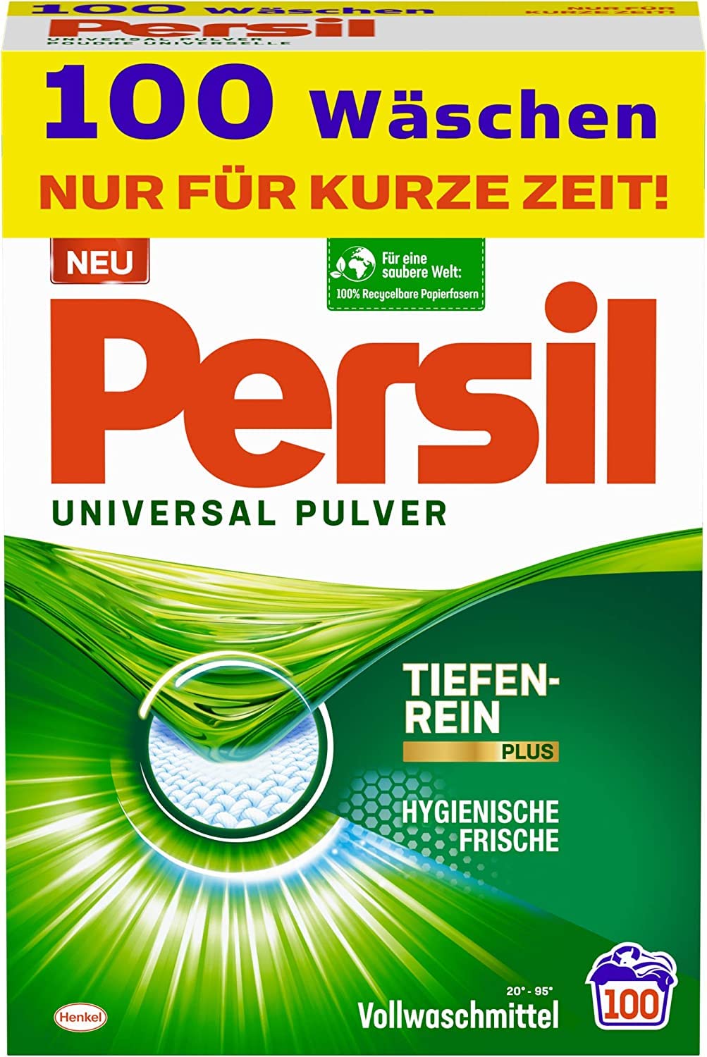Persil Professional Concentrated Laundry Detergent Powder - 100 Loads, Universal Stain Remover for All Fabrics - Perfect for Home, Gym, Travel & Tough Stain Removal