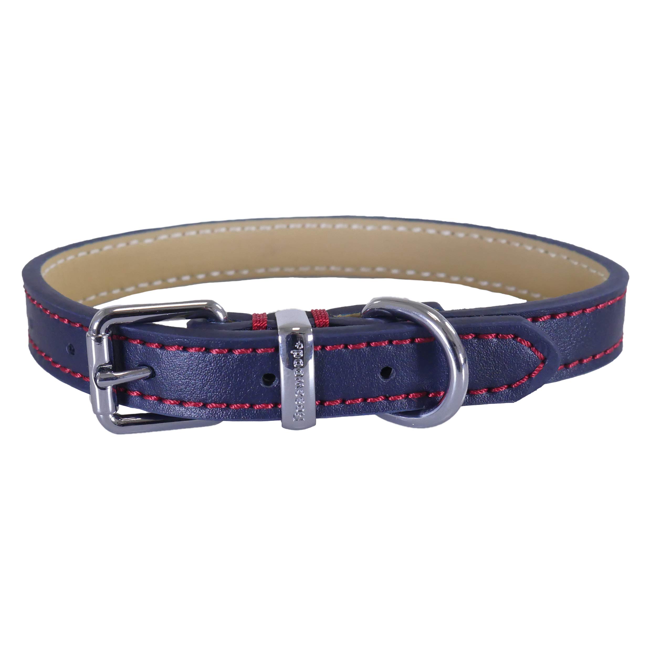 Premium Rosewood Navy Leather Dog Collar 18-22 Inches - Adjustable, Durable & Stylish Pet Collar for Medium to Large Dogs - Perfect for Daily Walks, Training & Outdoor Adventures