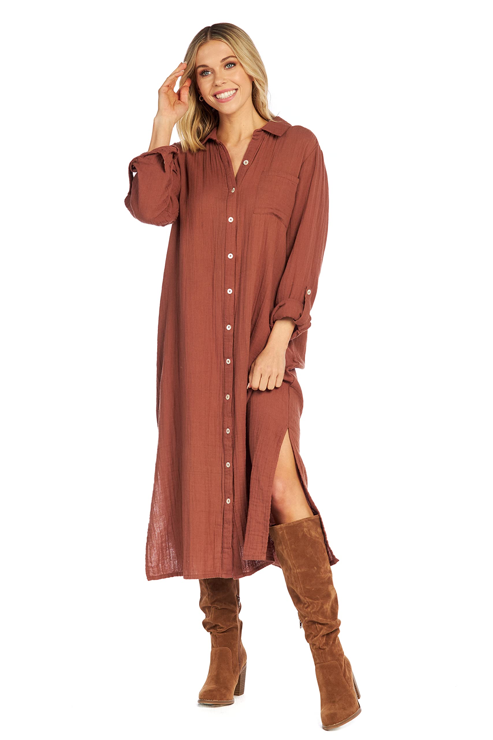 Mud Pie Clemmy Women's Maxi Dress - Flowy Long Summer Dress with Pockets, Boho Chic Style for Beach, Vacation & Casual Wear