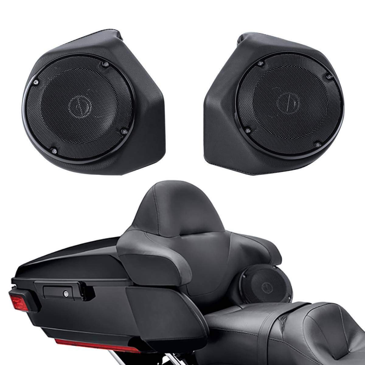 Vivid Black King Pack Trunk Rack with LED Lights & Speakers for Harley Touring Models - Road Glide, Street Glide Special, FLHXS, Electra Glide Ultra Classic 2014-2025 - Perfect for Long-Distance Rides & Custom Touring Setups