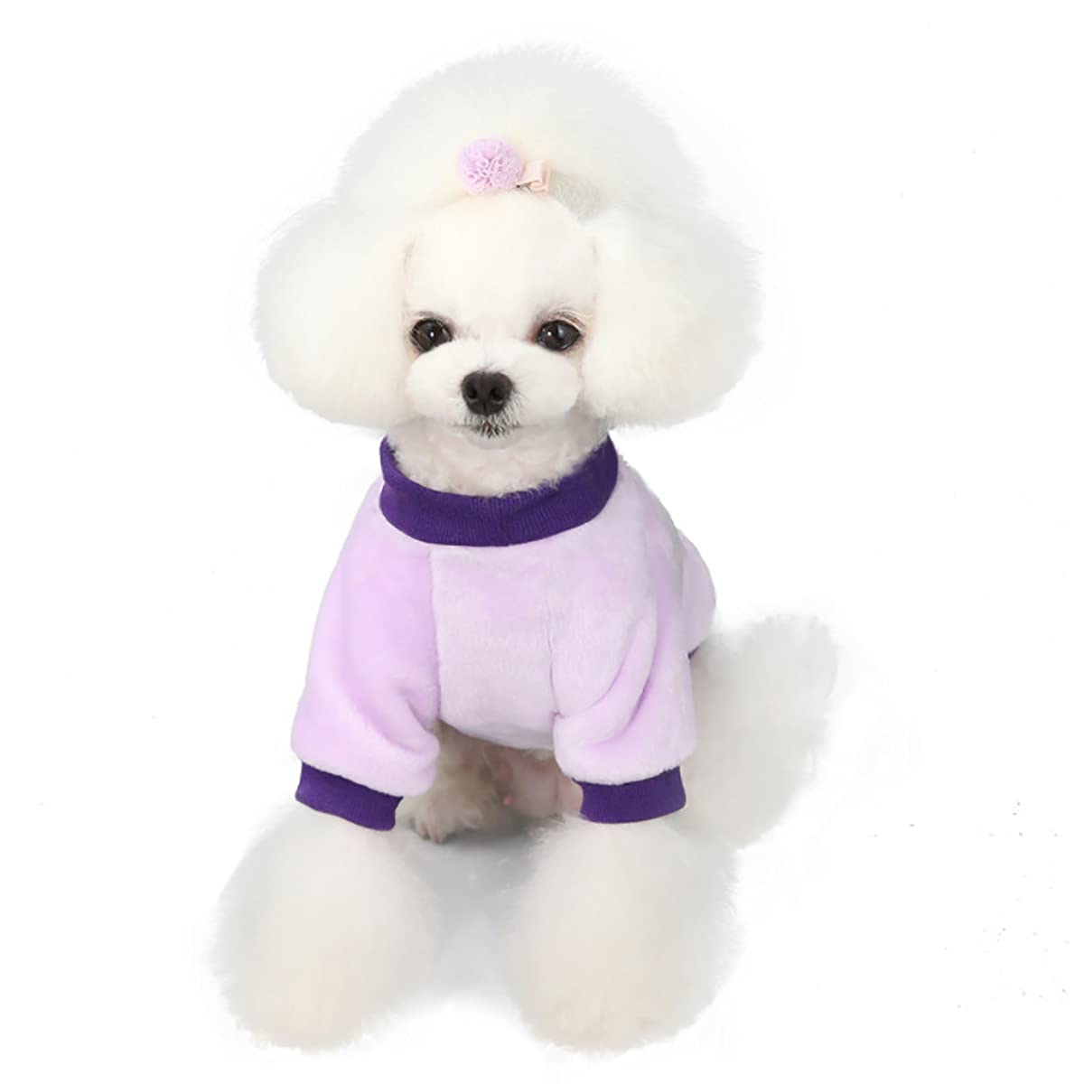 Warm Fleece Dog Sweater Winter Coat for Small & Medium Dogs & Cats - Purple XXL Cozy Pet Pajamas for Cold Weather & Indoor Comfort