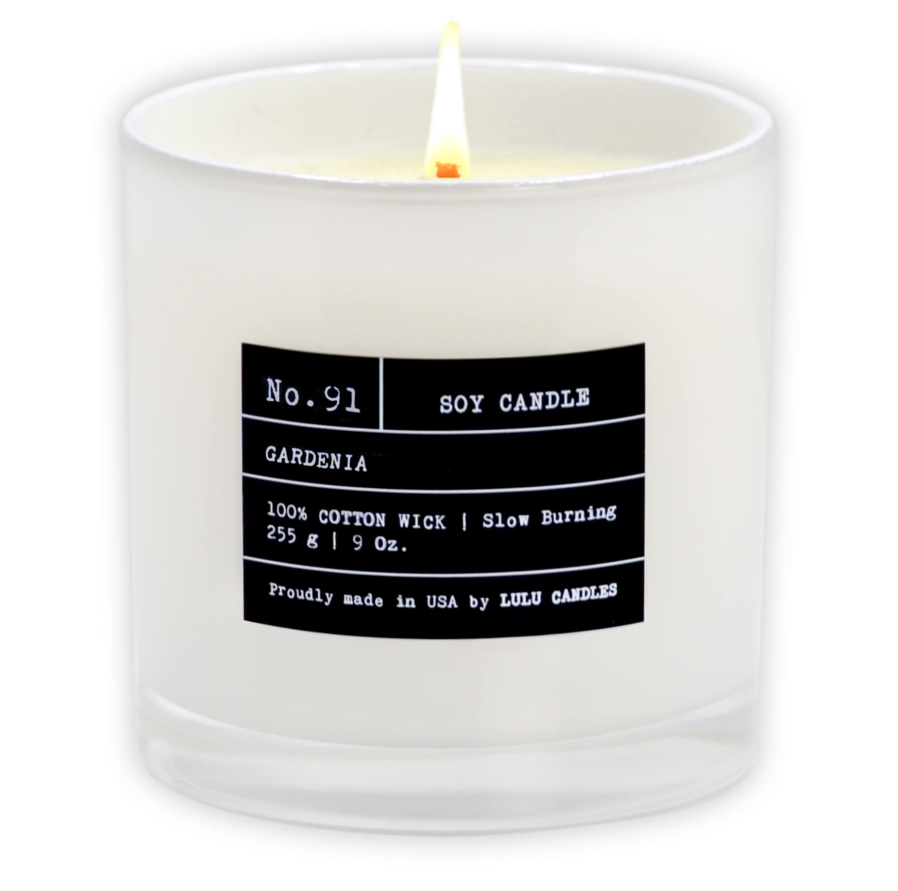 Lulu Candles - Premium Gardenia Scented Soy Wax Candle | Hand-Poured in USA | Long-Lasting 9oz Jar Candle for Home, Spa & Romantic Ambiance | Natural Soy Wax, Strong Fragrance, Eco-Friendly Gift