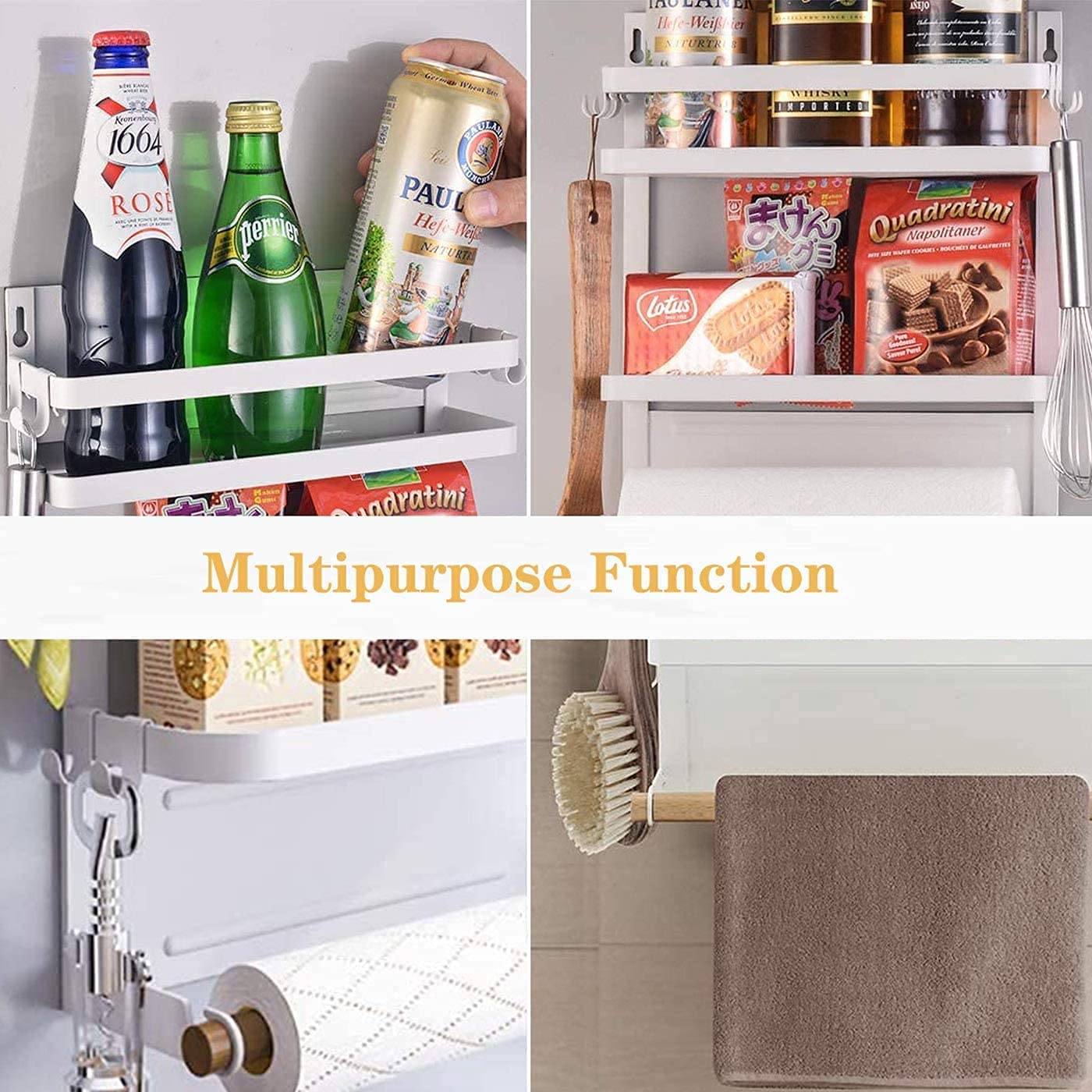 Sturdy Magnetic Spice Rack for Refrigerator - Space Saving Fridge Organizer with Strong White Magnetic Shelf - Kitchen Storage Solution for Spices, Condiments & Small Jars - Perfect for Home, Office or Dorm Organization