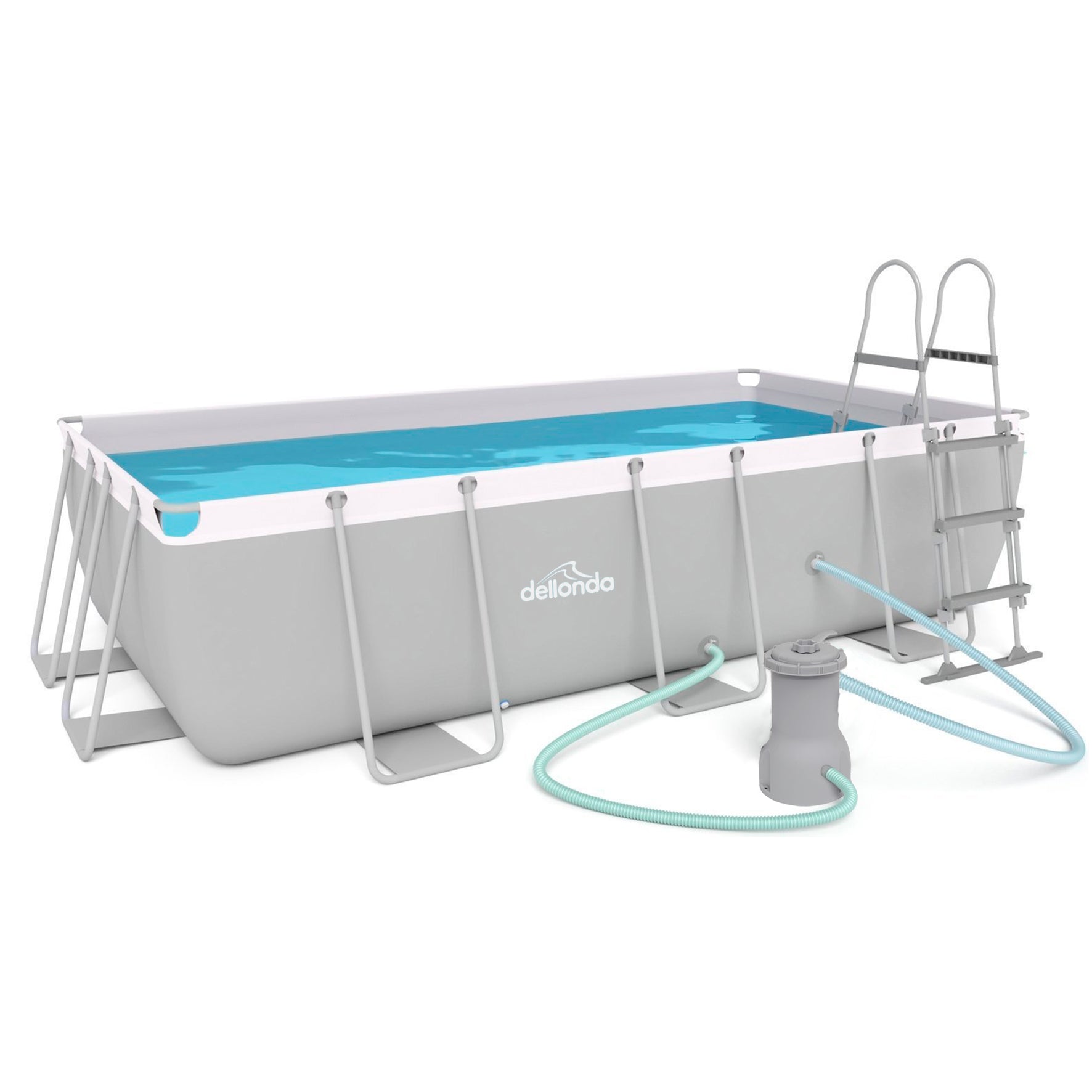13ft Deluxe Steel Frame Swimming Pool Set with Ladder, Cover & Filter Pump - Rectangular Above Ground Pool for Backyard, Outdoor Family Fun & Summer Relaxation