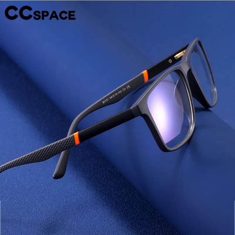 CCspace Unisex Full Rim Square TR90 Titanium Eyeglasses Frame 57307 - Lightweight & Durable Glasses for Work, Reading & Everyday Wear