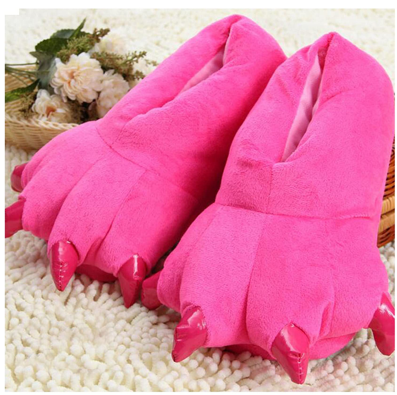 Unisex Plush Animal Paw Slippers - Fuzzy Warm House Shoes for Men & Women - Dinosaur & Claw Design Slippers - Perfect for Winter Comfort, Cosplay & Gifts