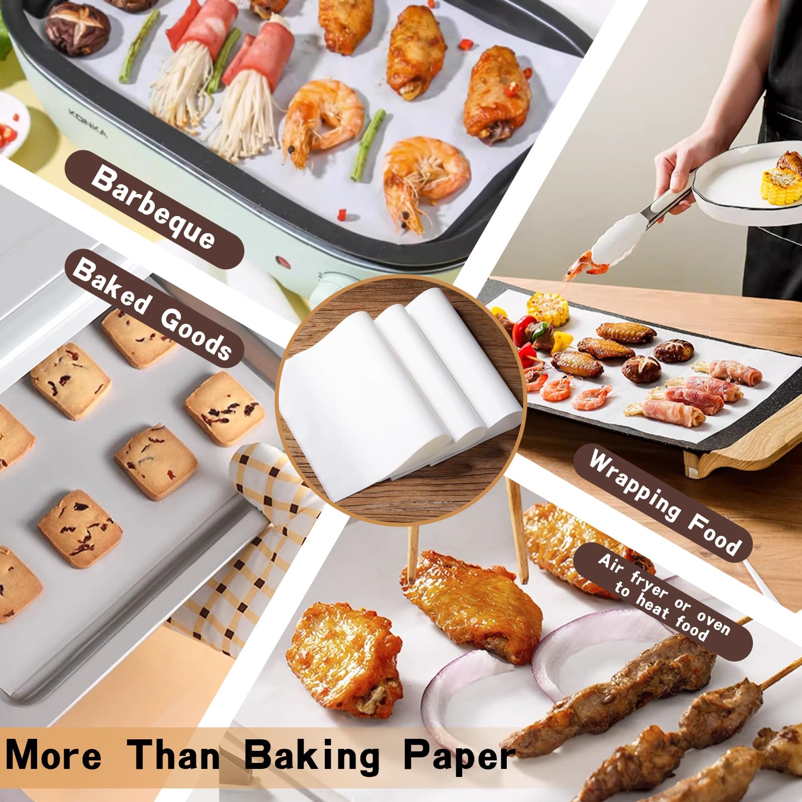 200Pcs 6x8 Inch Precut Non-Stick Parchment Paper Sheets - Oven, Air Fryer & Grill Baking Liners | Perfect for Cookies, Roasting Vegetables & Meal Prep