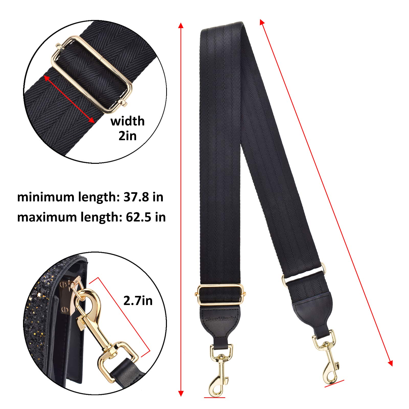 CLOUDMUSIC Replacement Handbag Strap - Adjustable Shoulder & Crossbody Purse Strap for Women & Girls | Perfect for Everyday Use, Travel & Fashion Accessories