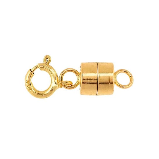 14K Solid Yellow Gold Barrel Magnetic Clasp with Spring Ring - 15.5mm Jewelry Findings for Necklaces & Bracelets - Made in USA - Secure & Easy-to-Use Clasp for DIY Jewelry Making