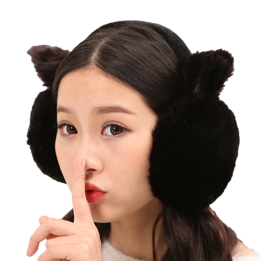 Women's Cute Cartoon Cat Ear Earmuffs - Winter Warm Fuzzy Headband for Gardening, Spring & Outdoor Activities