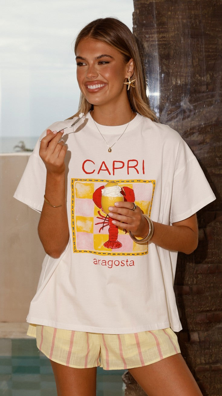 Women's Capri Top and Shorts Set - White & Yellow Outfit for Summer Beach, Yoga, and Casual Wear