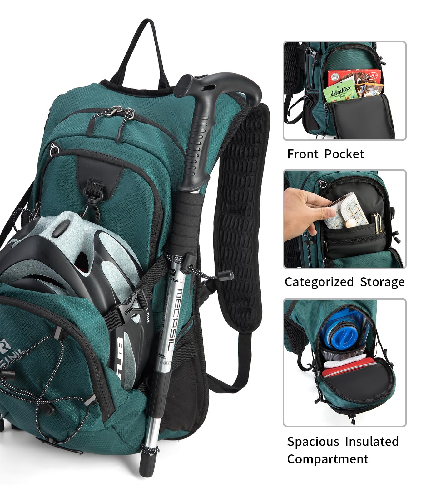 2L Hydration Backpack - 18L Lightweight Hiking Pack with Insulated Water Bladder for Men & Women - Perfect for Biking, Running, Camping & Outdoor Festivals