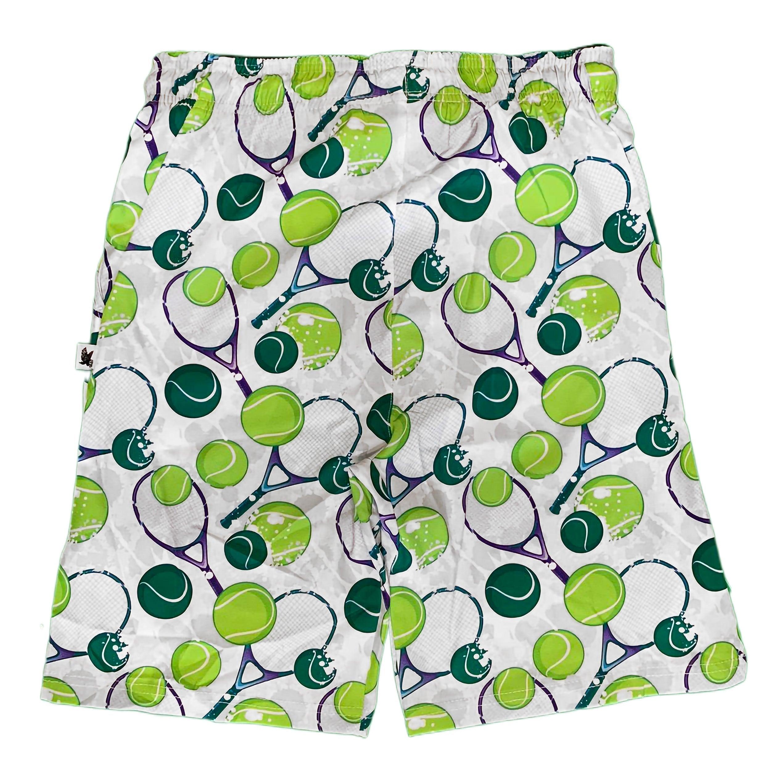 Boys' Tennis Shorts with Flow Print - White - Comfortable & Breathable for Sports & Casual Wear