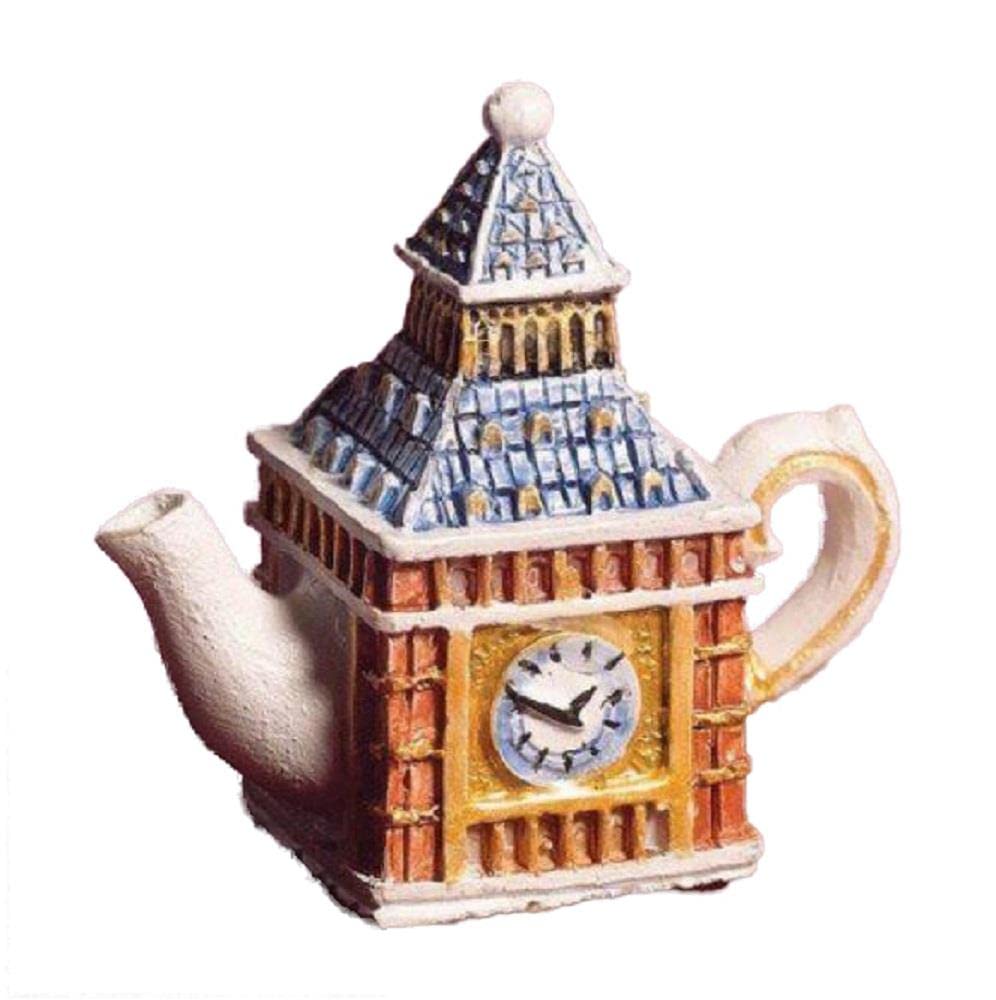 Melody Jane Dollhouse Big Ben Clock Tower Teapot - 1:12 Scale Miniature Kitchen & Dining Accessories for Dolls Houses - Perfect for Victorian Style Dollhouse Displays & Collectors