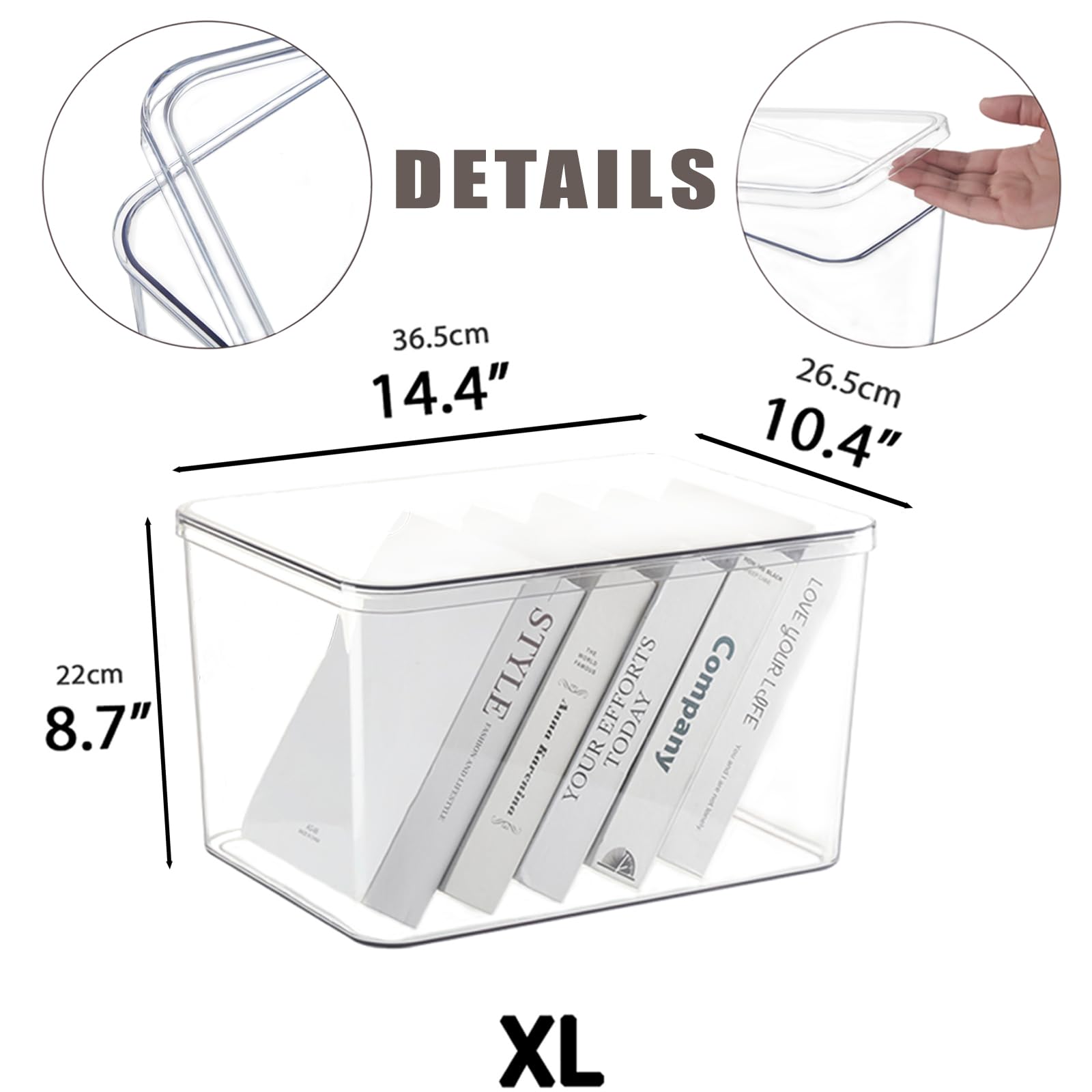 Clear Plastic Storage Bins with Lids - 4 Pack for Snacks, Cosmetics & Organizing