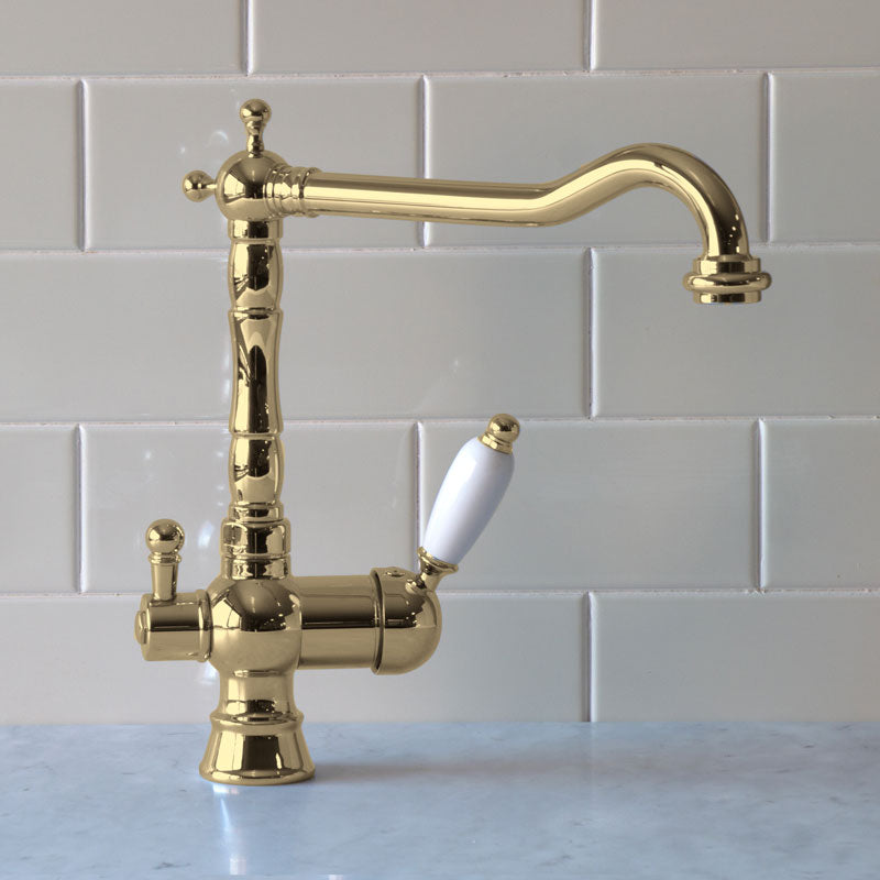 Nottingham Kitchen Faucet with Dishwasher Shut-Off Valve - Brass Finish - Perfect for Modern Kitchens and Dishwasher Installations
