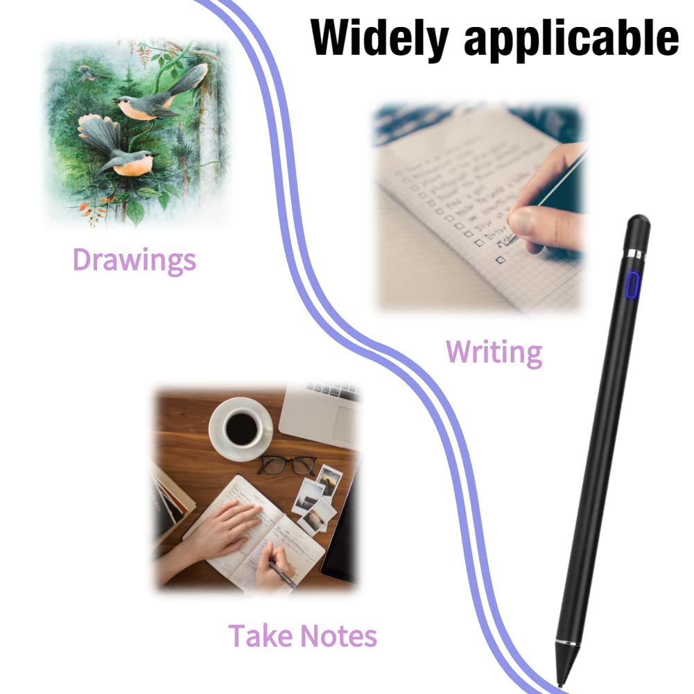 Universal Stylus Pen for Touch Screens - Compatible with Chromebook, Tablets, Laptops & Smartphones | Digital Notebook & Active Pencil for Writing, Drawing & Note-Taking (Black) - Perfect for Students, Professionals & Artists